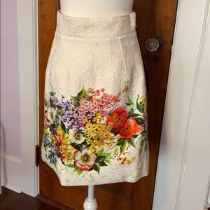 Dolce & Gabbana White Floral Brocade Skirt